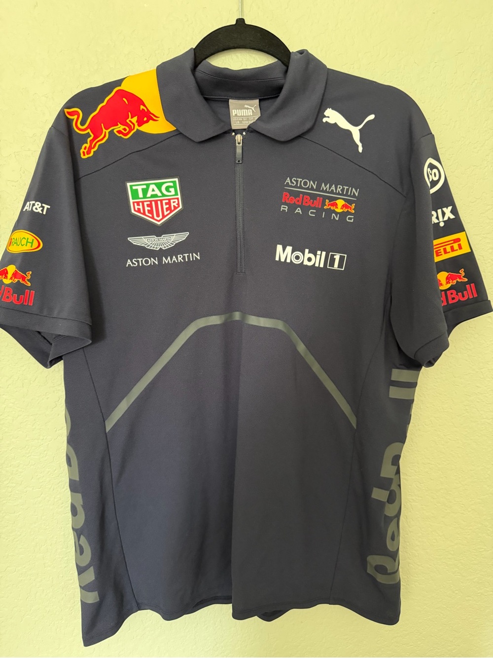 Puma Navy Polo half Zip Jacket with Red Racing Logo F1 Redbull Racing